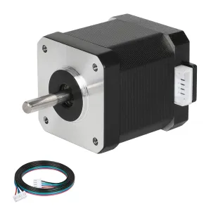 Nema 17 Stepper Motor 48MM Bipolar 2 A 48Ncm (67.97oz.in) 42 Motor 2 Phase Stepper Motor 1.8 Degree 4-Lead with 1m Cable and Connector for DIY CNC 3D Printer, 1.66x1.66x1.89inch