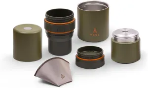 Nest Pour Over Coffee Kit, Transportable and Compact Pour Over Kit with Two 10 oz Double Walled Mugs, Deep Moss