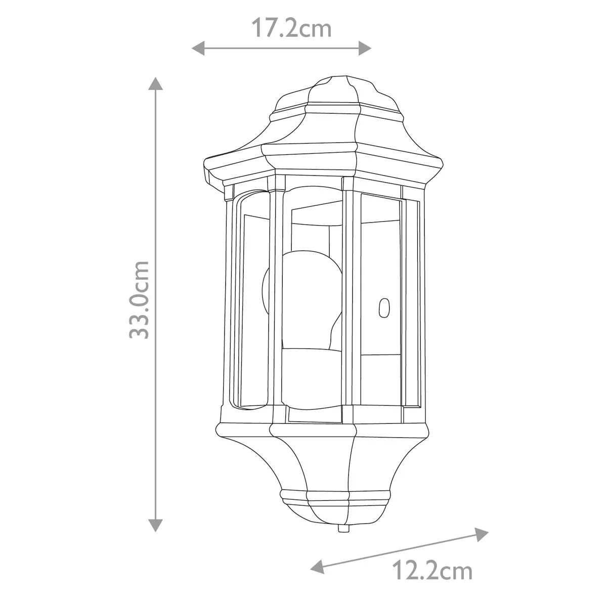 Newbury 1 Light Half Lantern | Black