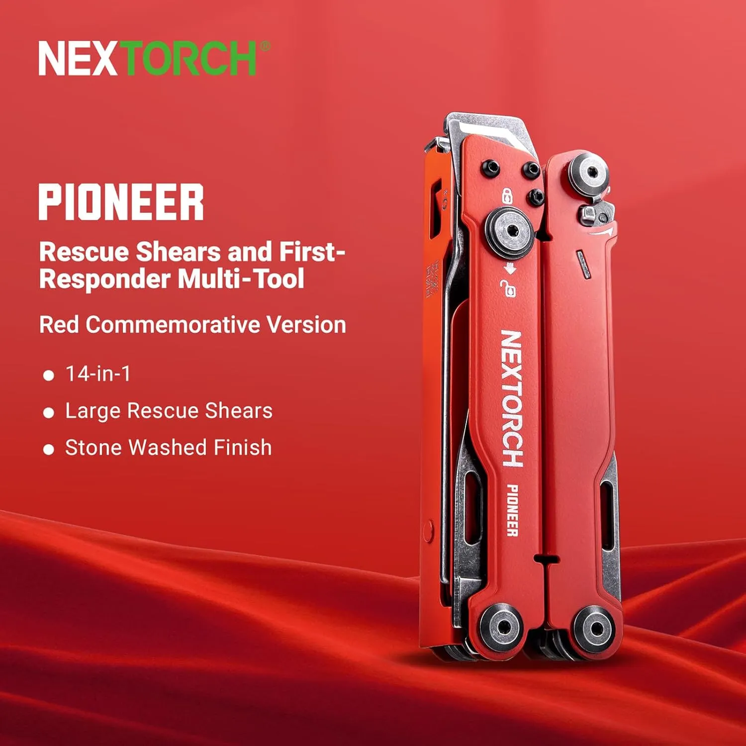NEXTORCH PIONEER MT20 14-IN-1 Multi-tools Full-Size,Versatile Multi-tool Set with Scissors Needle Nose Pliers Pocket Clip Multi-tool (RED)