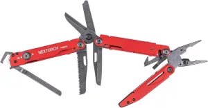 NEXTORCH PIONEER MT20 14-IN-1 Multi-tools Full-Size,Versatile Multi-tool Set with Scissors Needle Nose Pliers Pocket Clip Multi-tool (RED)