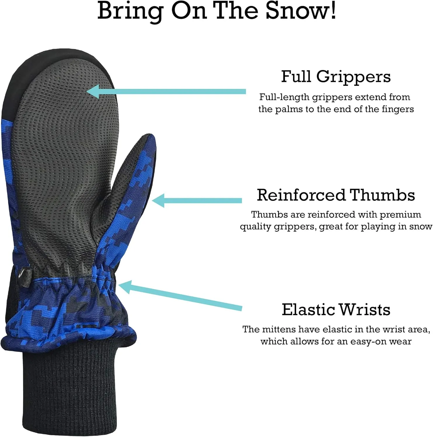 N'Ice Caps Kids Waterproof Snow Mittens Cold Weather Thinsulate Insulated