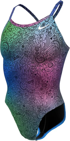 Nike Women's Hydrastrong Multi Print Racerback One Piece Swimsuit Cool Multi, Size 26