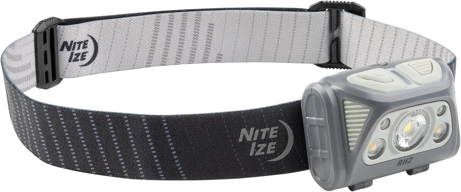Nite Ize Radiant RH2 PowerSwitch Rechargeable Headlamp - Hands-Free Flashlight Alternative - Headlamp for Backpack Gear, Camping Equipment & More - Waterproof & Lightweight - Black/Grey
