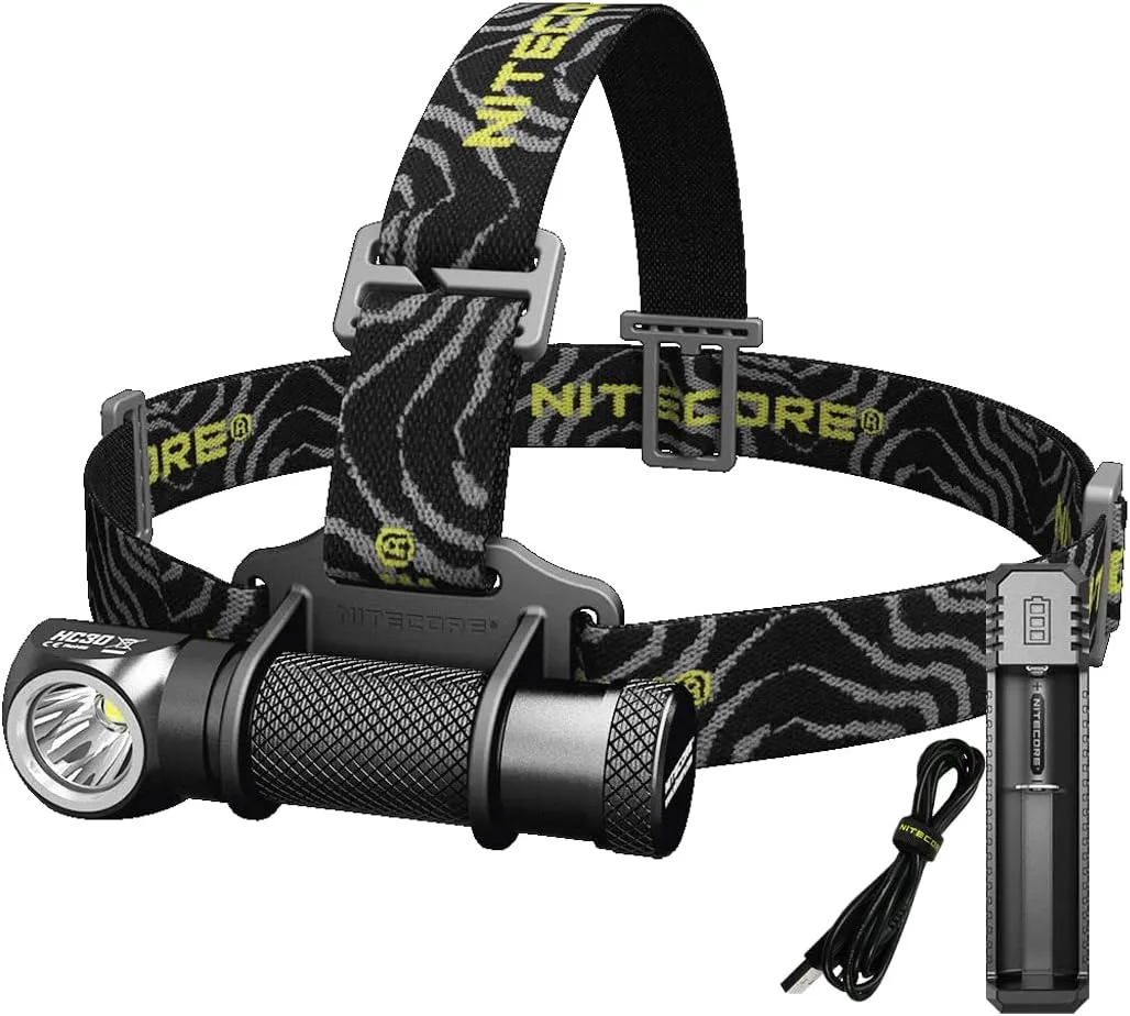 Nitecore HC30 1000 Lumens Rechargeable LED Headlamp with Nitecore Battery and LumenTac Charger - Bundle: 3 items