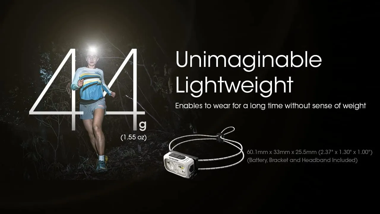 Nitecore NU21 Running Headlamp, 360 Lumen Ultralight USB-C Rechargeable with White and Red LEDs and a Sticker (Black)