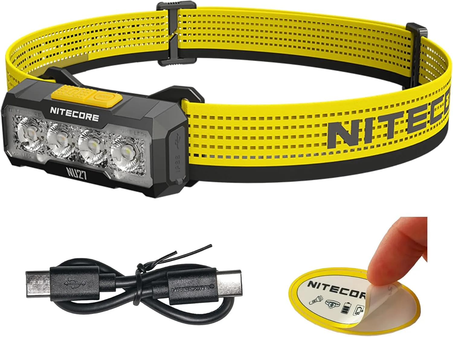 Nitecore NU27 600 Lumens Running Camping Headlamp, USB-C Rechargeable with Warm, Neutral and Cool White Lights, Red Light, Including NitecoreS Sticker (Black)