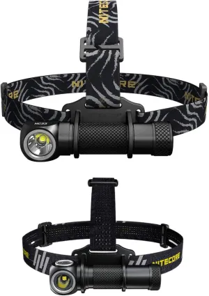 Nitecore Value Bundle HC33 High Performance L-Shaped Headlamp -Cree XHP35 HD -1800 Lumens with UT32 Ultra Compact Coaxial Dual Output Headlamp -Cool White & Warm White -1100 & 920 Lumens