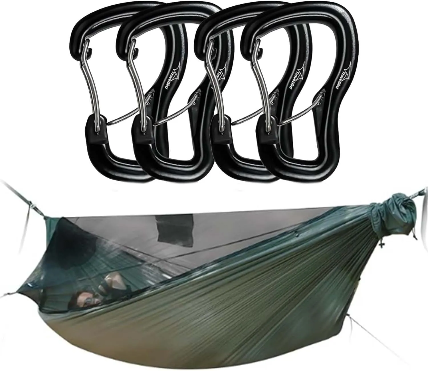 NomadNest 11ft Camping Hammock with Heavy Duty Carabiner Clip Hook 8KN, Lightweight Portable Hammocks for Camping Hiking Backpacking