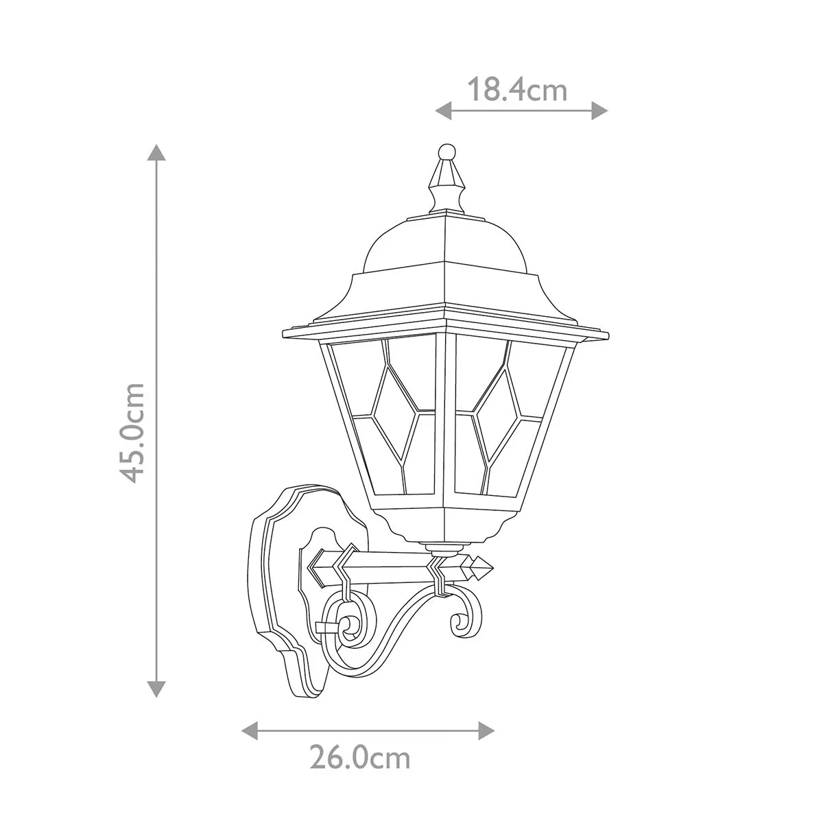 Norfolk 1 Light Up Wall Lantern  | Black