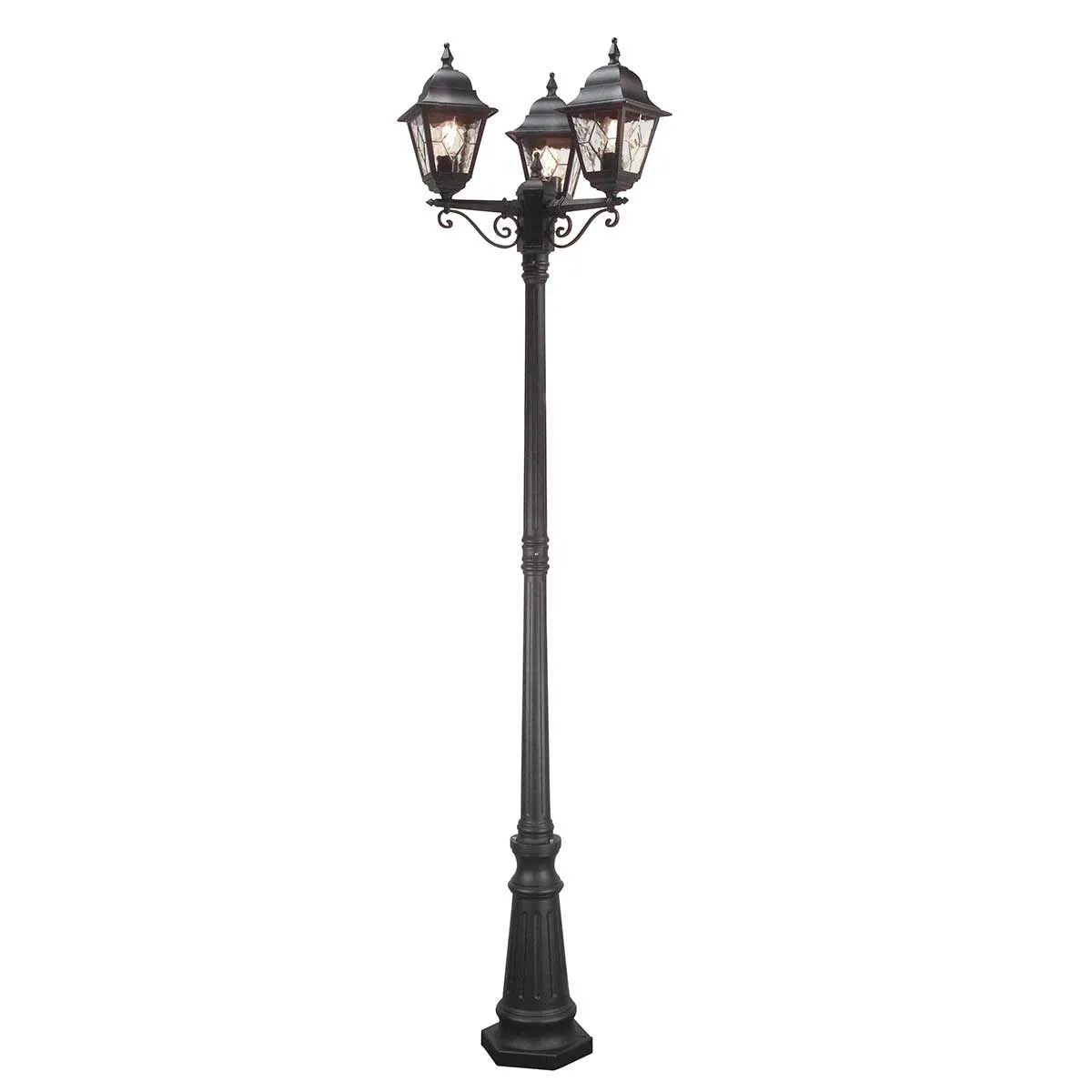 Norfolk 3 Light Lamp Post | Black