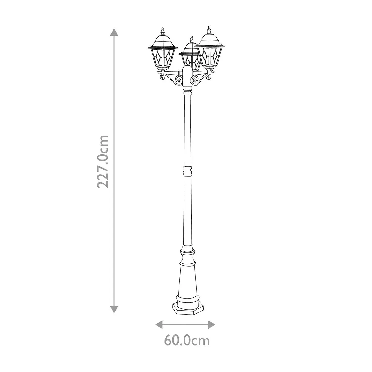Norfolk 3 Light Lamp Post | Black
