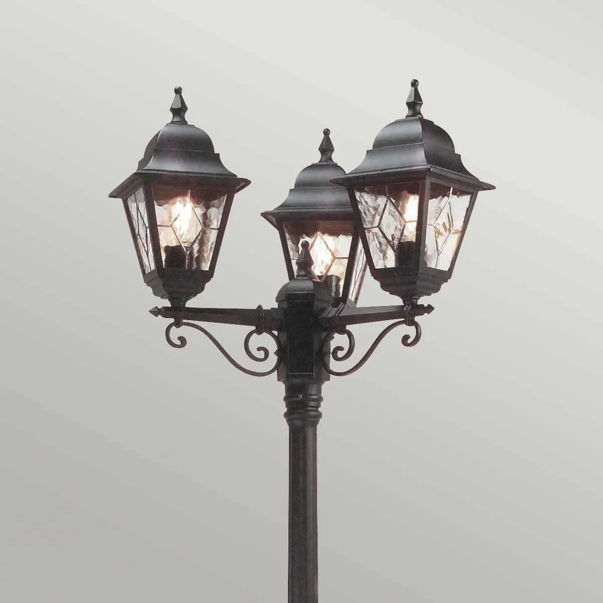 Norfolk 3 Light Lamp Post | Black