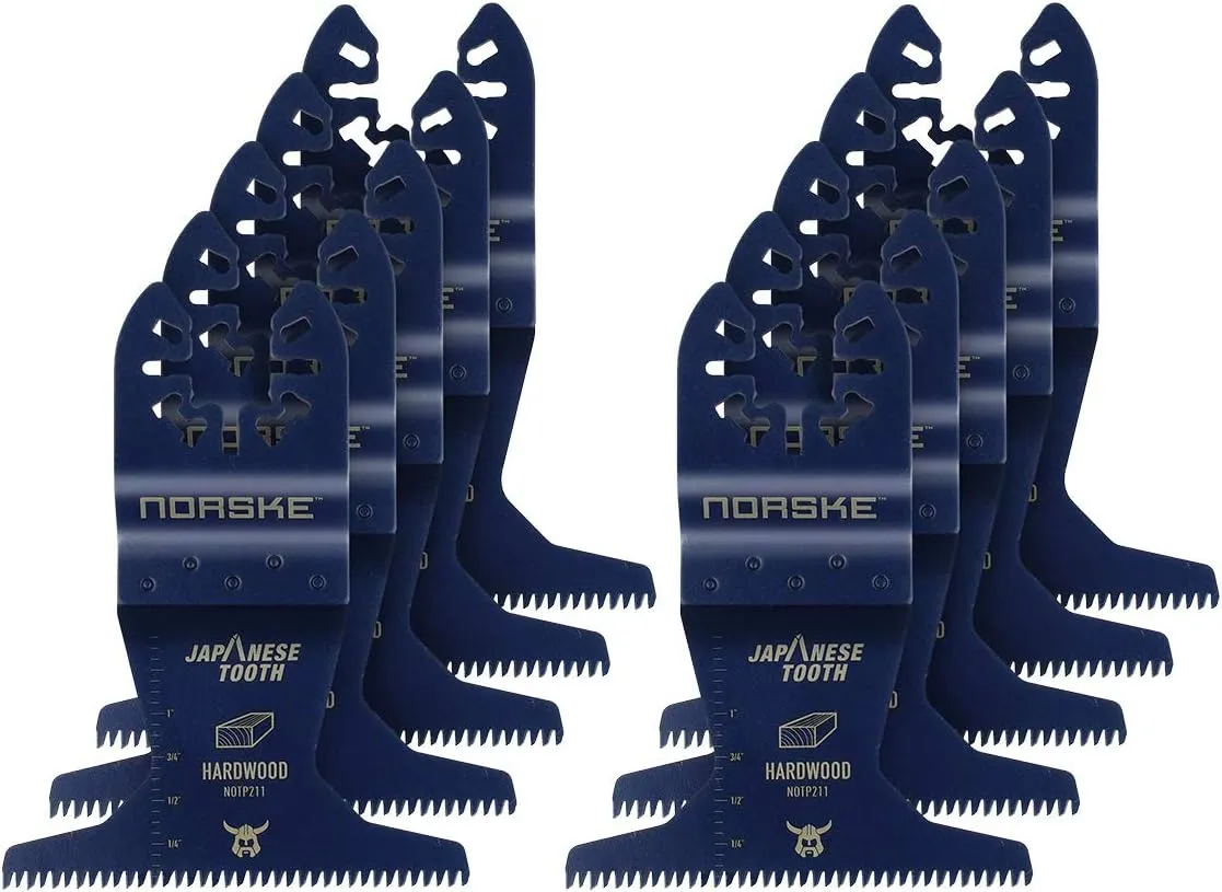 Norske Tools NOTP279 2 3/4 inch Flush Cut Japanese Tooth Bi-Metal Oscillating Multi Tool Accessory Blade Universal Fit for Hardwood (10pc Pack) | Oscillating Saw Blades