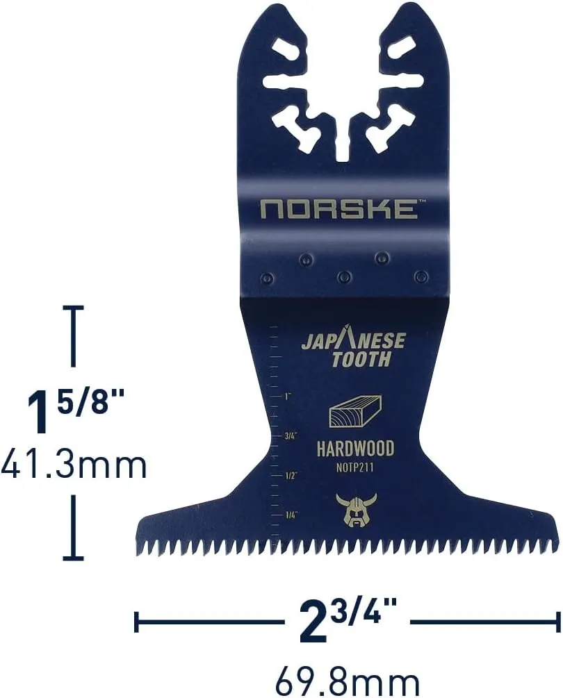 Norske Tools NOTP279 2 3/4 inch Flush Cut Japanese Tooth Bi-Metal Oscillating Multi Tool Accessory Blade Universal Fit for Hardwood (10pc Pack) | Oscillating Saw Blades