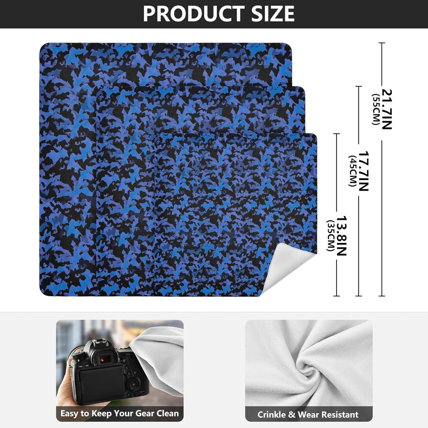 ODAWA Blue Bat Swarm 21.7"x21.7" Self Adhesive Cloth Multi-purpose Wrap Cloth