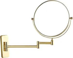 OGRAFF Wall Mounted Makeup Mirror, 1X＆3X/5X/7X/10X Magnification Vanity Mirrors, Bathroom 8 Inch Double Sided Folding Swivel Shaving Mirrors,Gold,7X (Color : Gold, Size : 7X)