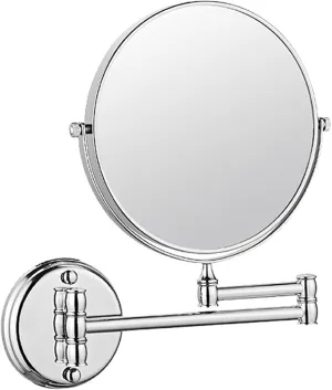 OGRAFF Wall Mounted Makeup Mirror, 8Inch Double Sided Shaving Mirror with Magnifaction, 360 Swivel Extendable Bathroom Vanity Mirrors,Silver,5X (Color : Silver, Size : 3X)