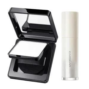 Oil Control Face Pressed Powder Compact 01 and 3D Liquid Highlighter 01, Face Cosmetics Kit, 2Pcs