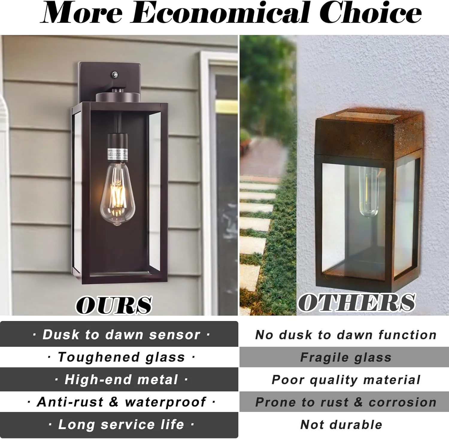 Oil-Rubbed Bronze Dusk to Dawn Outdoor Wall Light, Large 16" Exterior Wall Lantern Waterproof, Brown Farmhouse Porch Sconce, Modern Wall-Mounted Outside Light Fixture for House Garage, Patio Lamp
