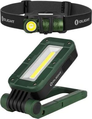 OLIGHT Perun 2 Mini Headlamp 1100 Lumens LED Head Flashlight Bundle Swivel 400 Lm Rechargeable COB Work Light