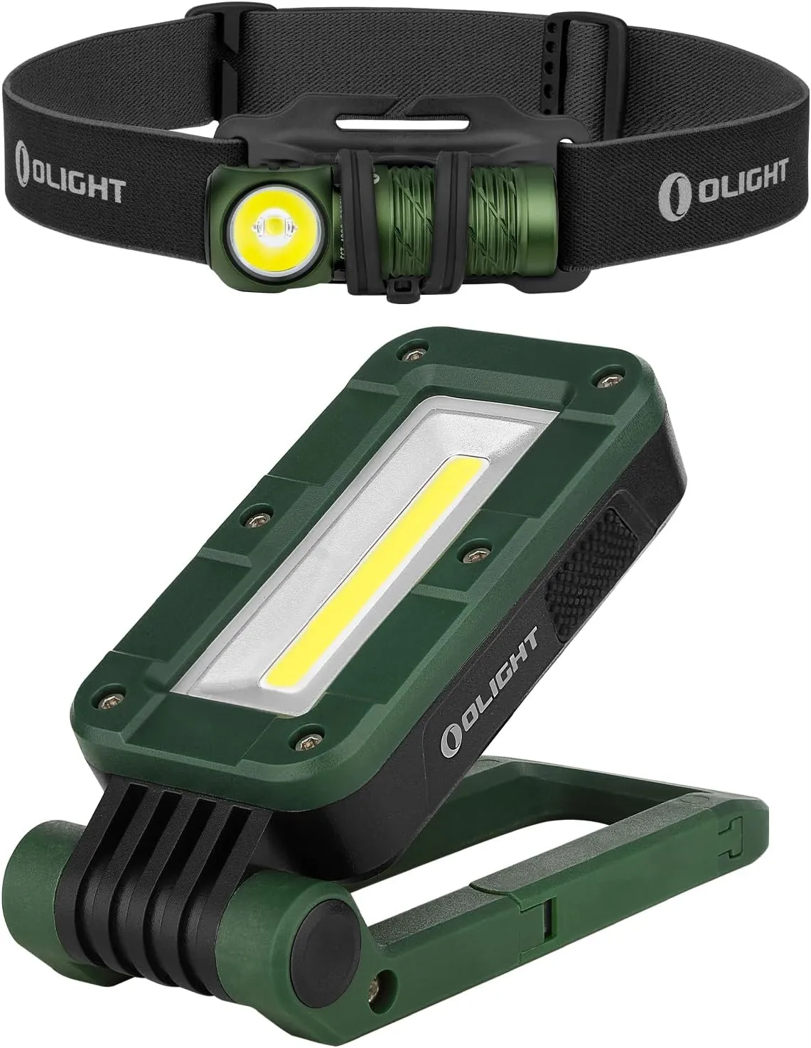 OLIGHT Perun 2 Mini Headlamp 1100 Lumens LED Head Flashlight Bundle Swivel 400 Lm Rechargeable COB Work Light