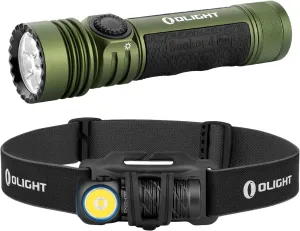 OLIGHT Seeker 4 Pro Rechargeable Flashlights Bundles with Perun 2 Mini Headlamp 1100 Lumens LED Head Flashlight