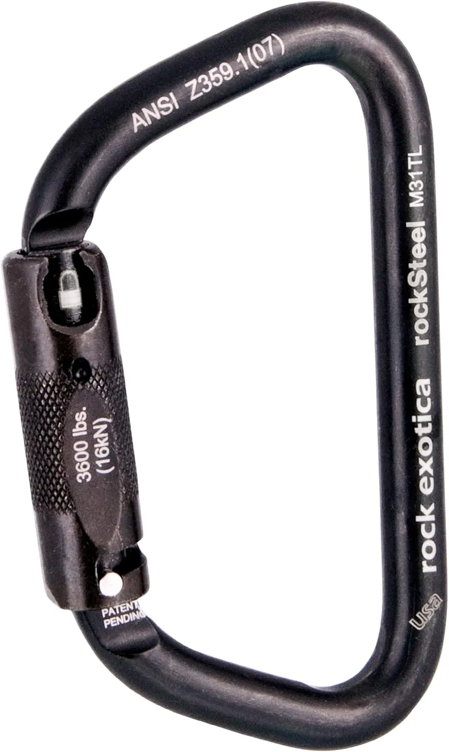 OmniProGear Rock Exotica rockSteel Auto-Lock Black Carabiner M31TLN