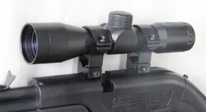 Optics Kit with Compact 4x30 Air Rifle Scope with Fixed Power Magnification   Aluminum Dovetail Ring Mounts - This Item Fits Crosman 760 Powermaster Pumpmaster Repeatair 1077 Air Rifles