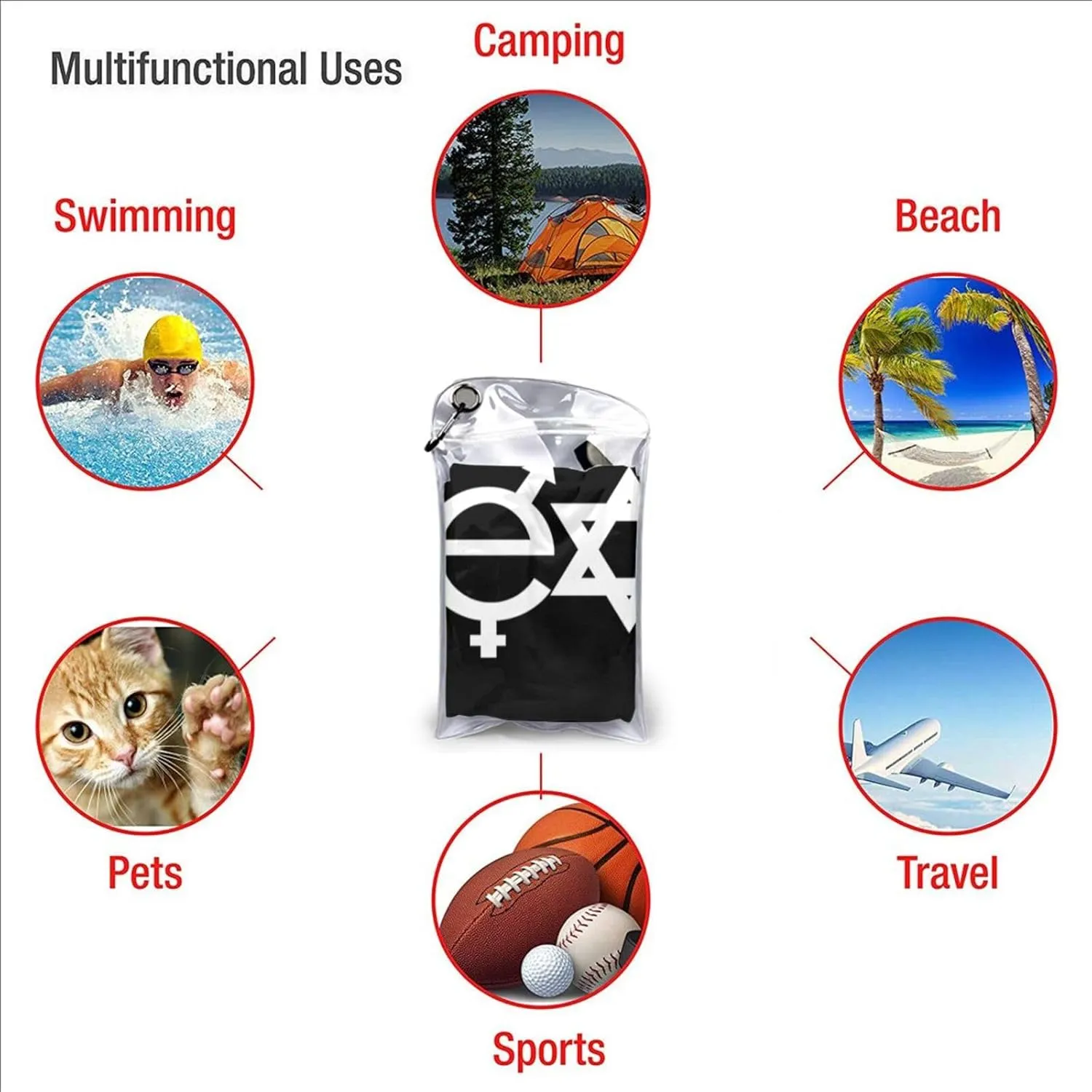 Original Coexist Symbols Quick-Dry Bath Towel 31.5"x63" Absorbent Bath Towel, Beach Towel