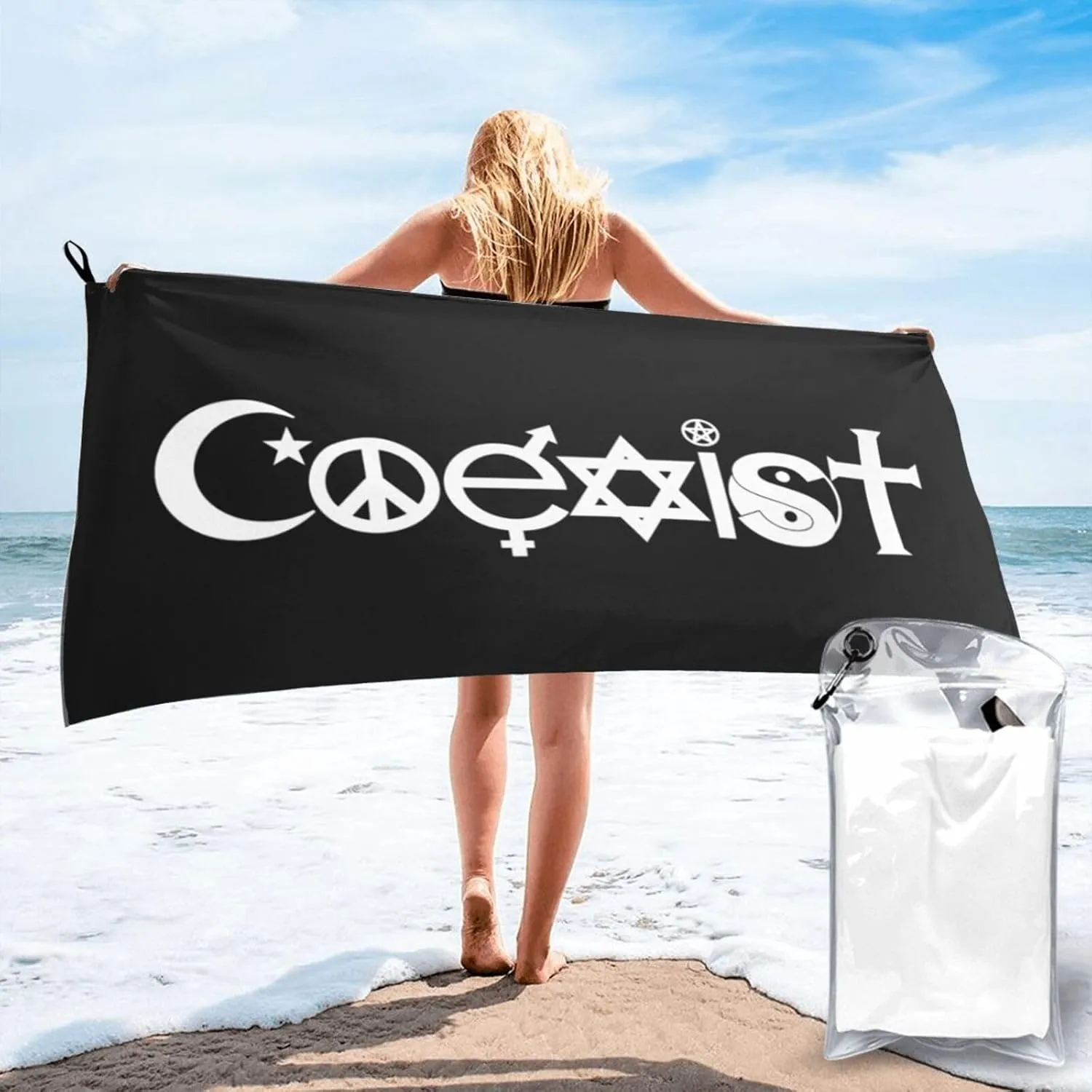 Original Coexist Symbols Quick-Dry Bath Towel 31.5"x63" Absorbent Bath Towel, Beach Towel