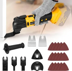 Oscillating Multi Tool Compatible with Dewalt 20V MAX Battery(Battery Not Included), Cordless Oscillating Tool Brushless Motor, 6 Variable Speeds, 23-Piece Kit for Cutting, Sanding, Scraping