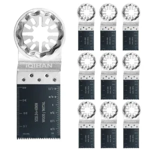 Oscillating Tool Blades, Oscillating Saw Blades, Multitool Bi-Metal Tool Blades for Wood Metal Plastics Compatible with Bosch, Fein, Makita, Hitachi (10 PCS)