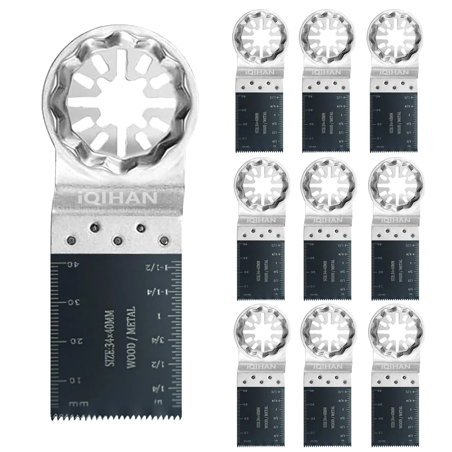 Oscillating Tool Blades, Oscillating Saw Blades, Multitool Bi-Metal Tool Blades for Wood Metal Plastics Compatible with Bosch, Fein, Makita, Hitachi (10 PCS)