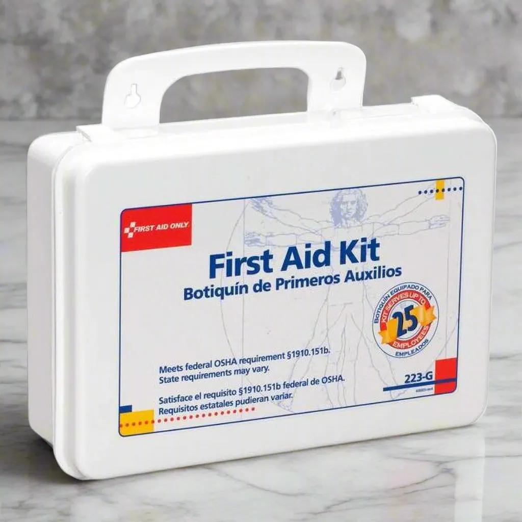 OSHA-Compliant First Aid Kit | Compact Emergency Medical Kit with Handle | 7" Weatherproof Case for Home & Travel