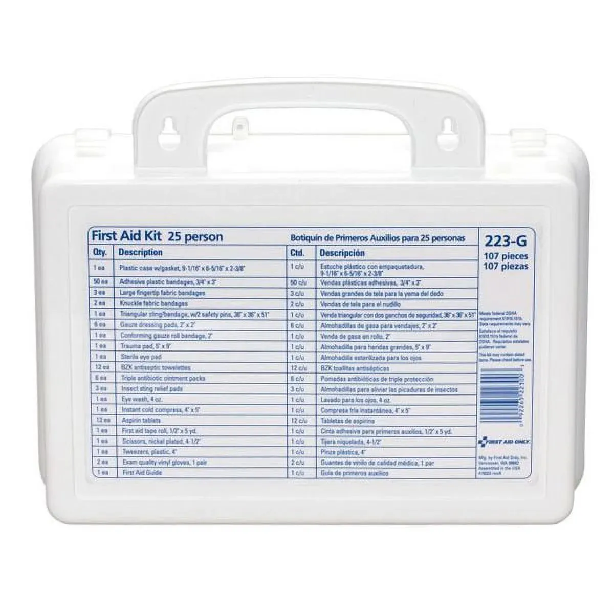 OSHA-Compliant First Aid Kit | Compact Emergency Medical Kit with Handle | 7" Weatherproof Case for Home & Travel