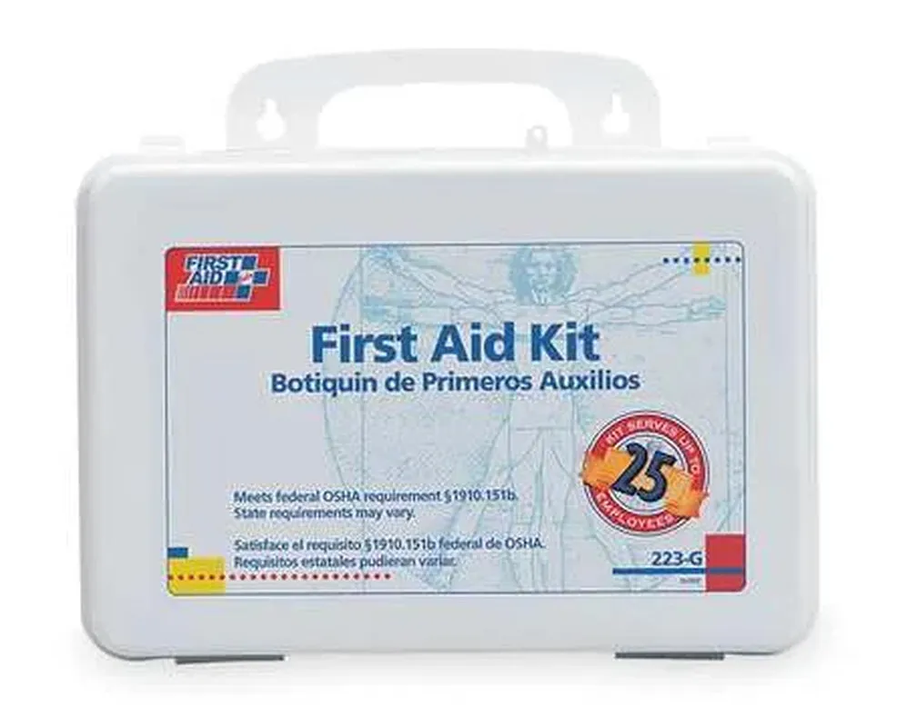 OSHA-Compliant First Aid Kit | Compact Emergency Medical Kit with Handle | 7" Weatherproof Case for Home & Travel