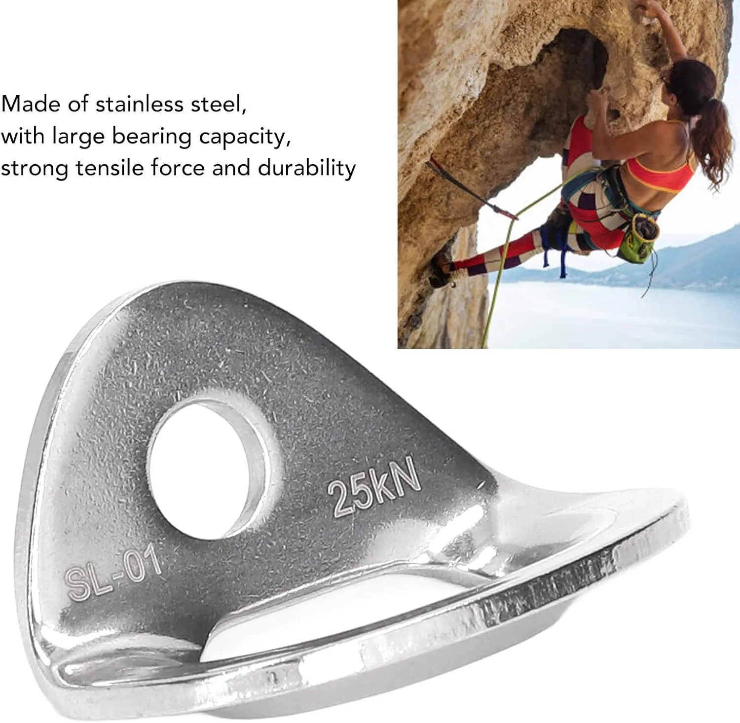 OUKENS Climbing Hanger, Climbing Anchor 316 Stainless Steel Climbing Hanger, Bolting Hanger Rock Climbing Anchor Climbing Bolting Hanger for Rappelling Aerial Work