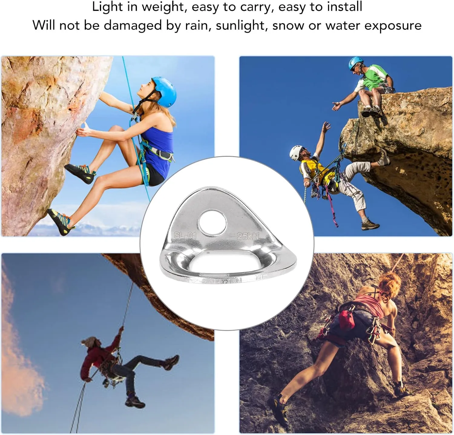 OUKENS Climbing Hanger, Climbing Anchor 316 Stainless Steel Climbing Hanger, Bolting Hanger Rock Climbing Anchor Climbing Bolting Hanger for Rappelling Aerial Work