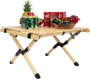 Outdoor Folding Picnic Table Portable Foldable Camping Table Natural Beech Wood with X-Frame Design Outdoor Camp Side Table Small Sizes for Travel Hiking Backyard BBQ Party Picnic