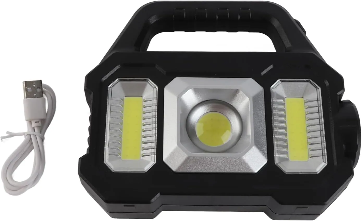 Outdoor Portable Camping Fishing Flashlight Work Light Multi-Modes Solar Powed High Brightness Lantern Hand Light USB able Light with Side Light
