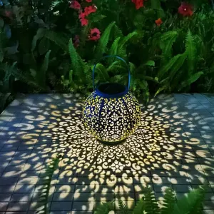 Outdoor Solar Big Lanterns Waterproof, Go2garden Gifts for Women Mom Garden Yard Decor Lights for Patio, Yard, Party Ornaments,Birthday Mothers Day Gifts for Grandma (1 Pack, Teal Blue)