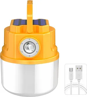 Outdoor Solar Emergency Light Bulb, Rechargeable Lantern with Type-C Charging, Multifunctional Tent Lamp for Camping, Markets, and Emergencies