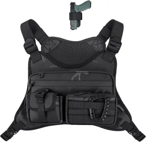 Outdoor Sports Chest Bag for Men, Tactical Inspired Sports Utility Chest Pack Large Capacity Lightweight Front Running Vest for Men With Built-In Phone Holder EDC Bag for Hiking,Cycling