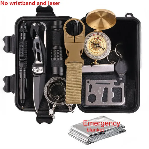 outdoor survive knife mini Survival set Tailored selection emergency Wristband military blanket tools multifunct aid kit camping New-year sale travel kit whistle