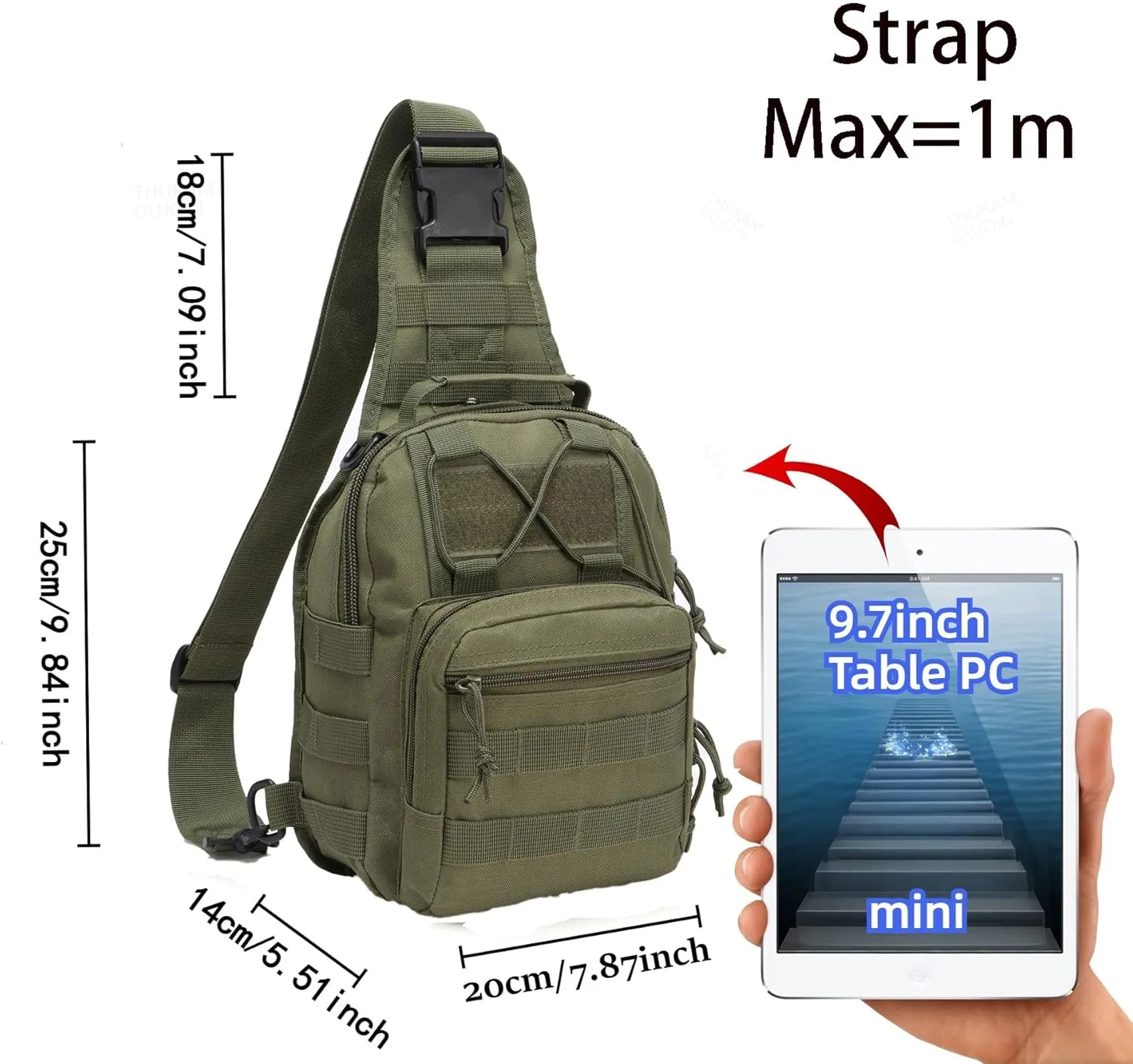 Outdoor Tactical Bag Backpack Military Sport Bag Pack Sling Shoulder Bags for Everyday and Outdoor Adventures (Green)