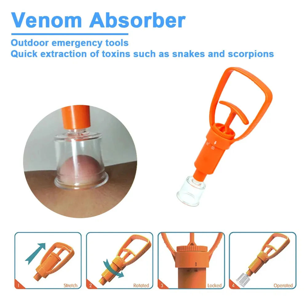 Outdoor Venom Extractor Pump - First Aid Kit for Snake, Mosquito, Bee Bites - Survival Vacuum Suction Pump for Camping and Hiking