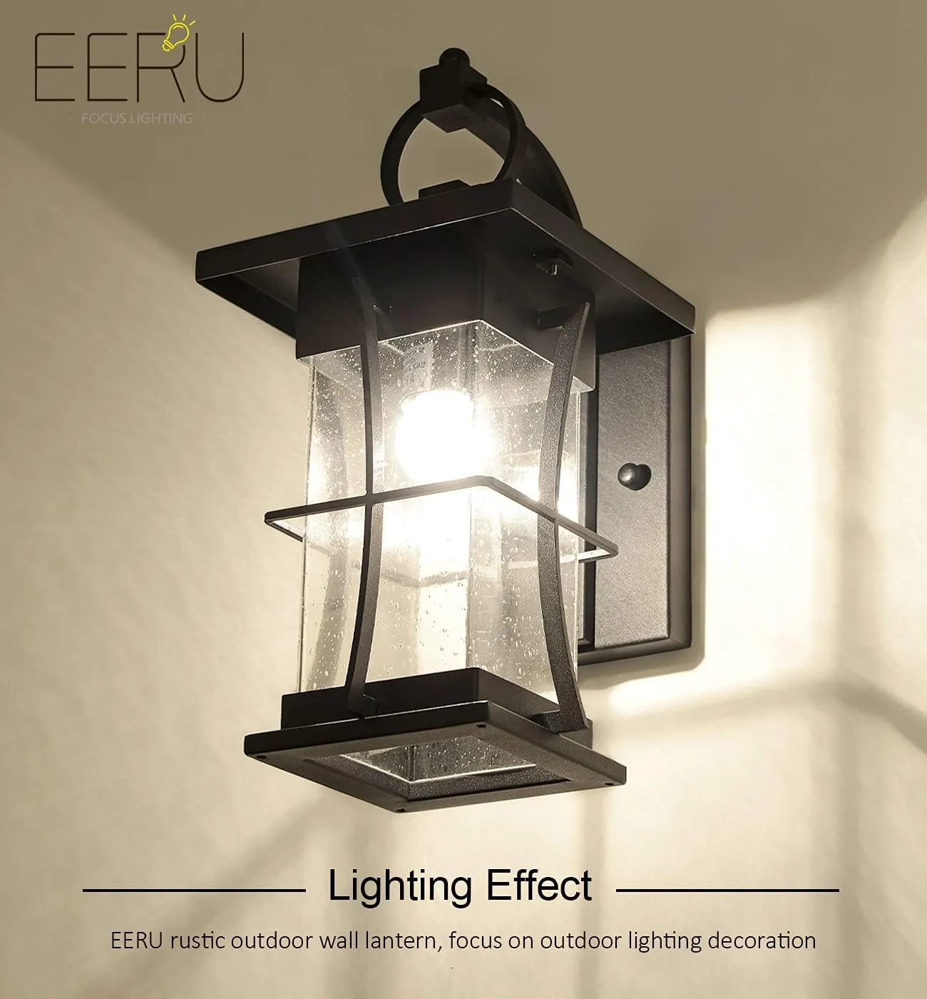 Outdoor Wall Sconces Light Fixtures Exterior Wall Lantern Outside House Lamps Waterproof Black Metal with Clear Seeded Glass, Perfect for Exterior Porch Patio House