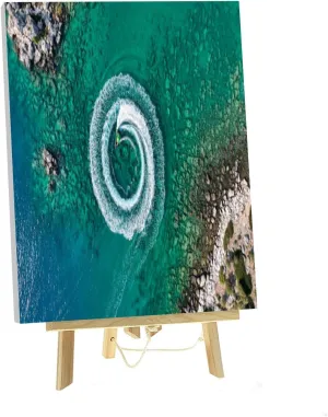 Paint by Numbers Kit for Adults Beginner DIY Zoom out amazing aerial view man driving personal watercraft ocean Framed Painting by Numbers with Tabletop Easel Canvas Acrylic Oil Painting 16"x20"
