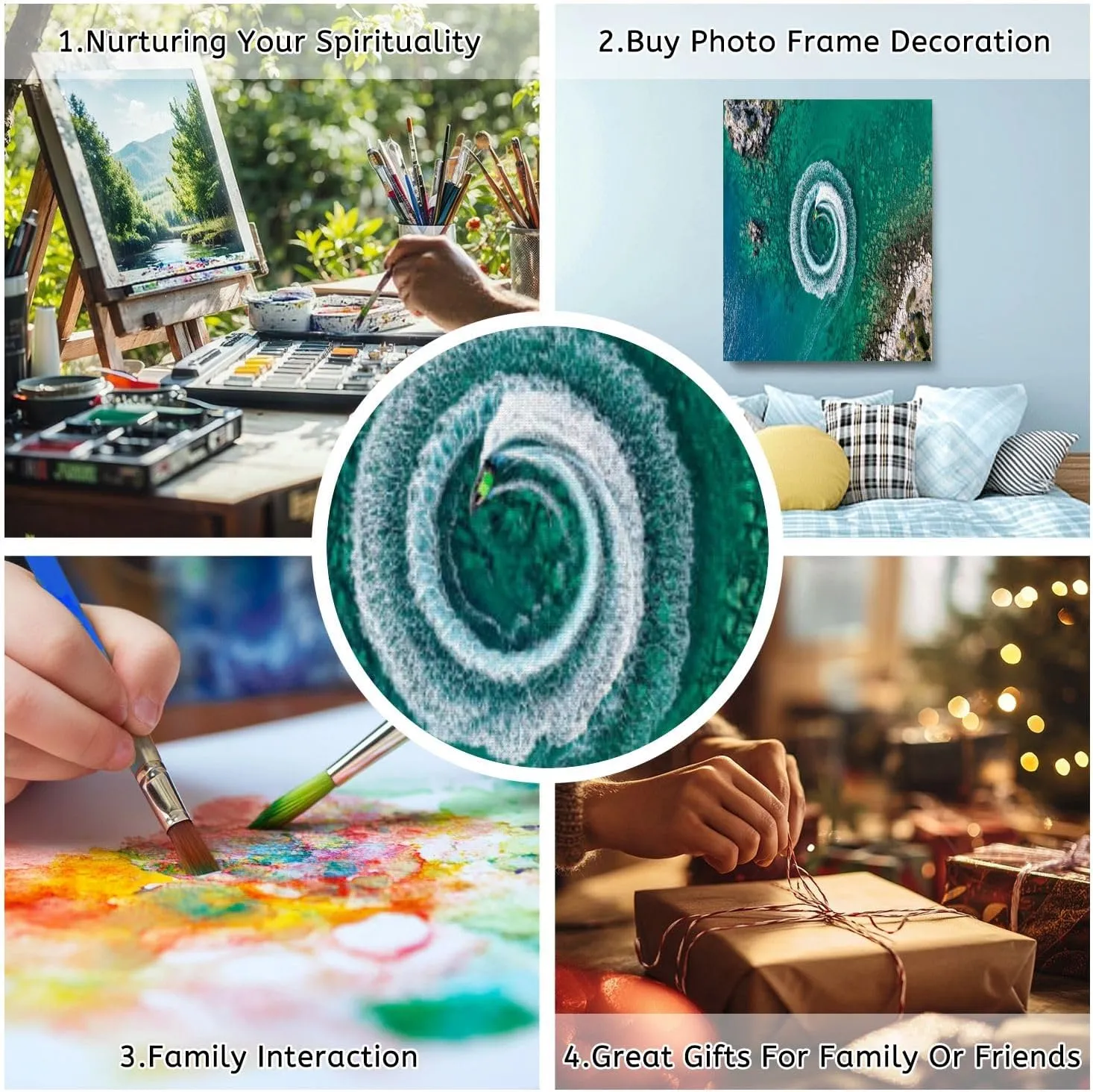 Paint by Numbers Kit for Adults Beginner DIY Zoom out amazing aerial view man driving personal watercraft ocean Framed Painting by Numbers with Tabletop Easel Canvas Acrylic Oil Painting 16"x20"